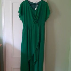 NWT Green Faux Wrap Dress